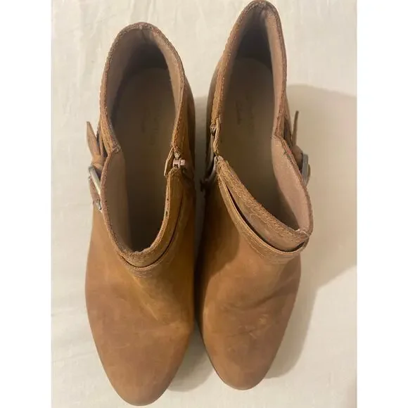 Clarks Women's Size 10 Booties Ankle Cowboy Boot Buckle Zip Brown - Picture 6 of 7